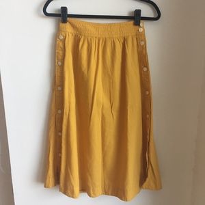 Madewell Yellow Button Midi Skirt